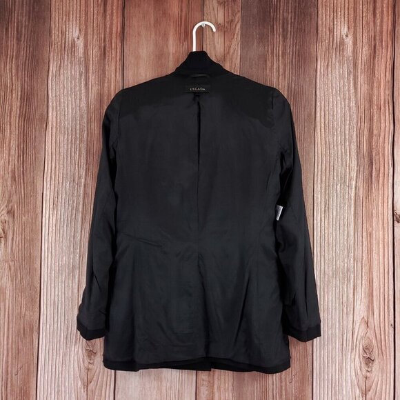 Escada Womens Size 36 Black Floral Two Button Notch Lapel Wool Blazer Jacket - Picture 8 of 16